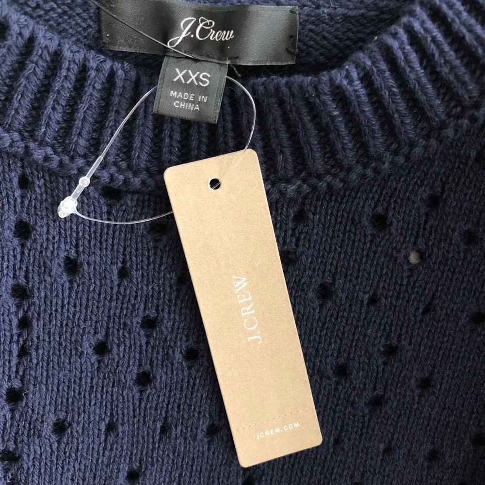 NWT‎ J. Crew Allover Pointelle Crewneck Sweater XXS